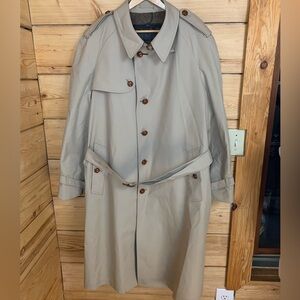 London Fog Imperial Men’s 44 Reg Wool Lined Khaki Trench Coat w’ Belt Military